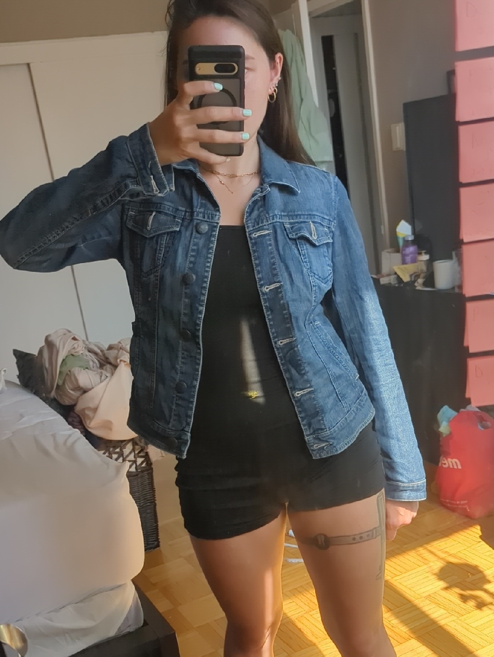 Esprit Medium Blue Denim Jacket with Chest Pockets